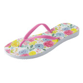 明るいカラフル水彩花の模様 ビーチサンダル (アングル)