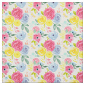 明るいカラフル水彩花の模様 ファブリック (見本)