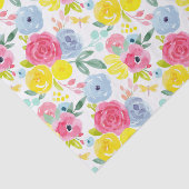 明るいカラフル水彩花の模様 薄葉紙 (詳細)