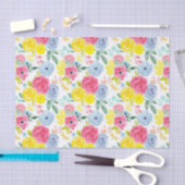 明るいカラフル水彩花の模様 薄葉紙 (クラフト)