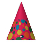 明るいカラフル水玉模様 パーティーハット (左)