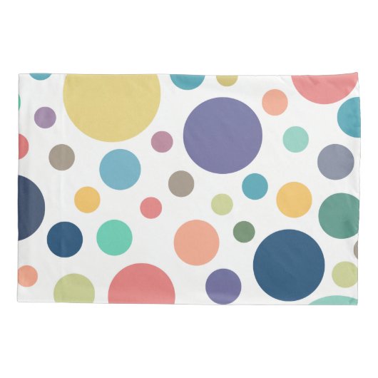 明るいカラフル水玉模様 枕カバー (裏面-左)