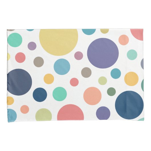 明るいカラフル水玉模様 枕カバー (正面右)