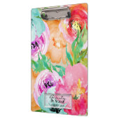 明るいカラフル水色のフローラパーソナライズされた クリップボード (左)