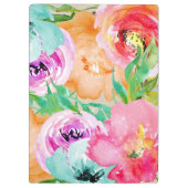 明るいカラフル水色のフローラパーソナライズされた クリップボード (裏面)