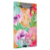 明るいカラフル水色のフローラパーソナライズされた クリップボード (右)