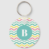 明るいカラフル波状パタモノグラムのーン キーホルダー (裏面)