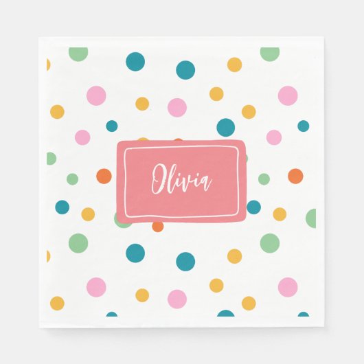 明るいカラフル点パーソナライズされた スタンダードランチョンナプキン (正面)