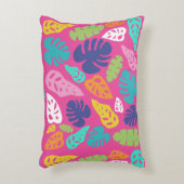 明るいカラフル熱帯の夏葉のパターン アクセントクッション (正面(垂直))