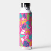 明るいカラフル熱帯の夏葉のパターン ウォーターボトル (左面)