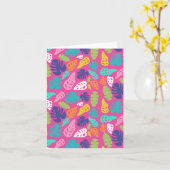 明るいカラフル熱帯の夏葉のパターン カード (黄色い花)