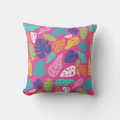 明るいカラフル熱帯の夏葉のパターン クッション (正面)