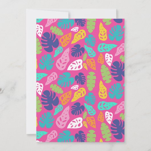 明るいカラフル熱帯の夏葉のパターン サンキューカード (裏面)