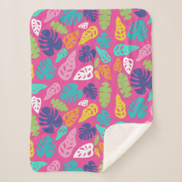 明るいカラフル熱帯の夏葉のパターン シェルパブランケット