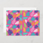 明るいカラフル熱帯の夏葉のパターン シーズンポストカード (正面/裏面)