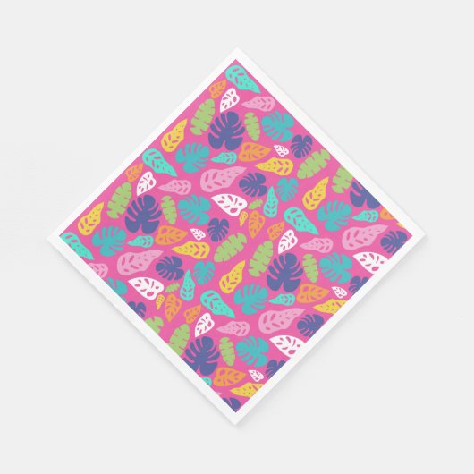 明るいカラフル熱帯の夏葉のパターン スタンダードランチョンナプキン (角)