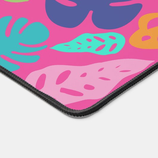 明るいカラフル熱帯の夏葉のパターン デスクマット (コーナー)