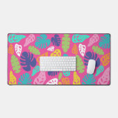 明るいカラフル熱帯の夏葉のパターン デスクマット (キーボード&マウス)