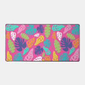 明るいカラフル熱帯の夏葉のパターン デスクマット (正面)