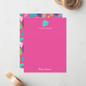 明るいカラフル熱帯の夏葉のパターン ノートカード (正面/裏面インサイチュ)