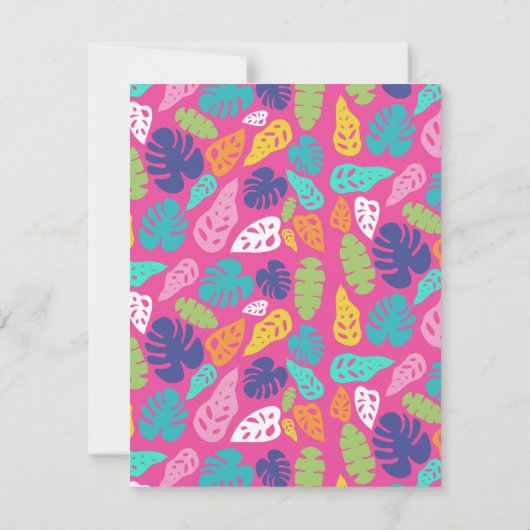 明るいカラフル熱帯の夏葉のパターン ノートカード (裏面)