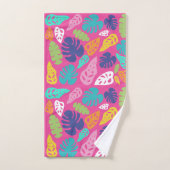 明るいカラフル熱帯の夏葉のパターン バスタオルセット (ハンドタオル)