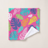 明るいカラフル熱帯の夏葉のパターン バスタオルセット (ウォッシュタオル)