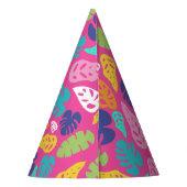 明るいカラフル熱帯の夏葉のパターン パーティーハット (裏面)