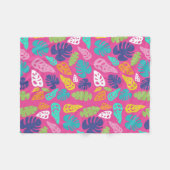 明るいカラフル熱帯の夏葉のパターン フリースブランケット (正面(横))