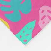 明るいカラフル熱帯の夏葉のパターン フリースブランケット (角)