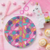 明るいカラフル熱帯の夏葉のパターン ペーパープレート (パーティー)