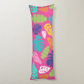 明るいカラフル熱帯の夏葉のパターン ボディピロー (裏面 (縦))
