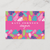 明るいカラフル熱帯の夏葉のパターン 名刺 (正面)