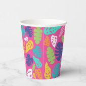 明るいカラフル熱帯の夏葉のパターン 紙コップ (右)