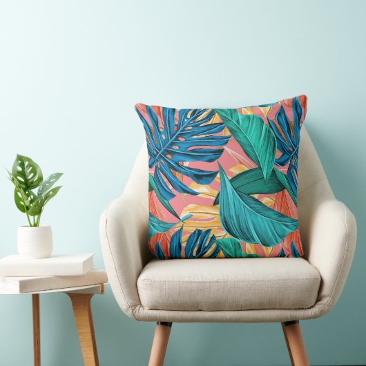 明るいカラフル熱帯サマーパ葉ーム クッション (椅子)
