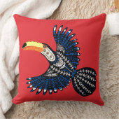 明るいカラフル熱帯ジャングルトゥーカンバード クッション (ブランケット)