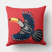 明るいカラフル熱帯ジャングルトゥーカンバード クッション (裏面)