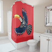 明るいカラフル熱帯ジャングルトゥーカンバード シャワーカーテン (インサイチュ)