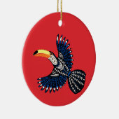 明るいカラフル熱帯ジャングルトゥーカンバード セラミックオーナメント (右)