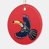 明るいカラフル熱帯ジャングルトゥーカンバード セラミックオーナメント (左)