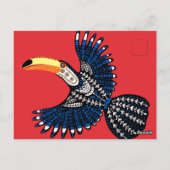 明るいカラフル熱帯ジャングルトゥーカンバード ポストカード (裏面)