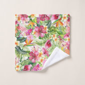 明るいカラフル熱帯フローラボ葉タニカル バスタオルセット (ウォッシュタオル)