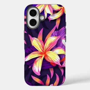 明るいカラフル熱帯花 iPhone 16ケース