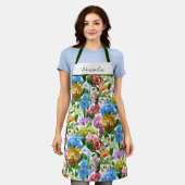 明るいカラフル熱帯蘭のフローラ名 エプロン (着用した状態)