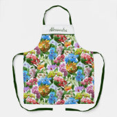 明るいカラフル熱帯蘭のフローラ名 エプロン (正面)