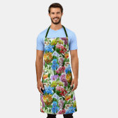 明るいカラフル熱帯蘭フローラ エプロン (着用した状態)