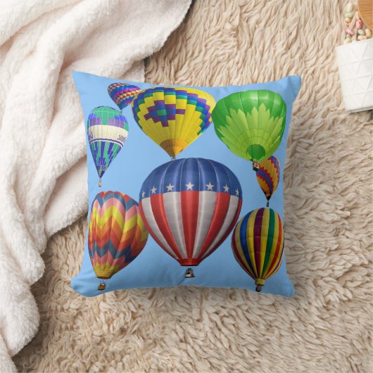 明るいカラフル熱気球の側面独身の付き クッション (ブランケット)