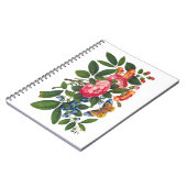 明るいカラフル牡丹絵を描蝶 ノートブック (左側)