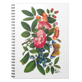 明るいカラフル牡丹絵を描蝶 ノートブック