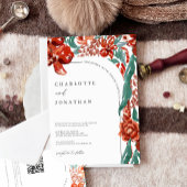 明るいカラフル秋のフローラ結婚 招待状